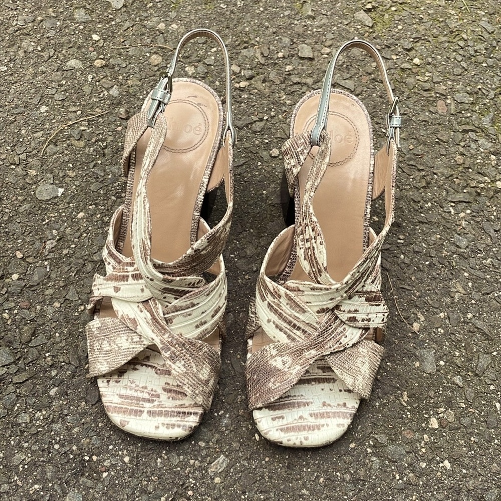 Animal print Chloe block heeled sandals